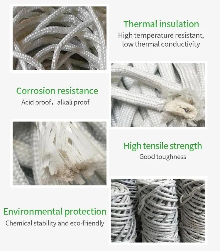 1260c Ceramic Fiber Fibre Insulation Furnace Door Gasket Mat, Black/White Fiberglass Rope, Black Rope Heat Sealing with Aluminum Foil