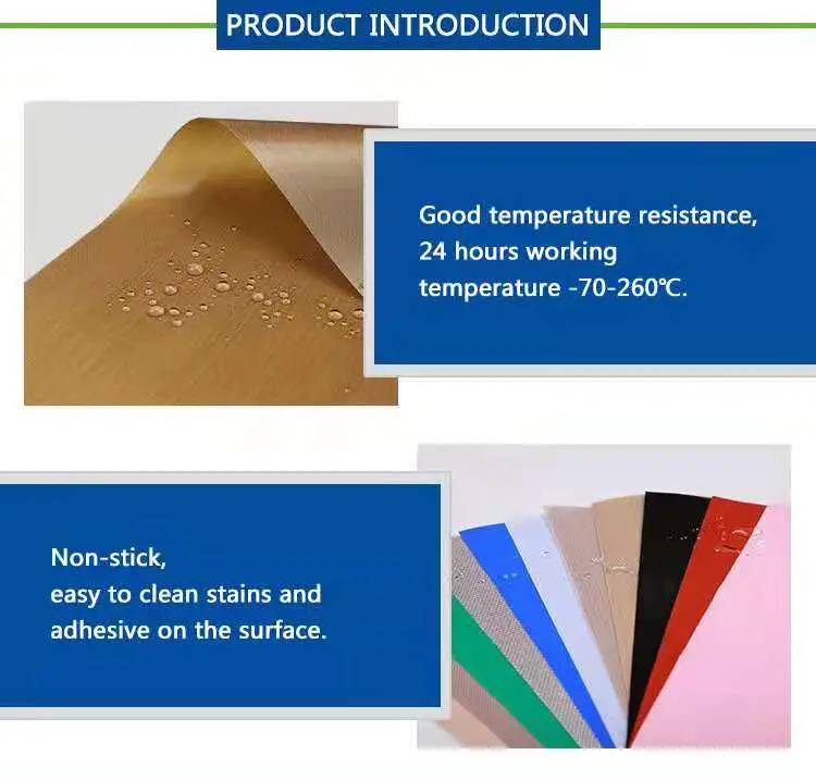 Good Quality High Temperature Resistance and Anti Sticking PTFE Coated Fiberglass Fabric Cloth